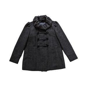Banana Republic Pea Coat Wool Blend Like New Black and White Decorative Collar